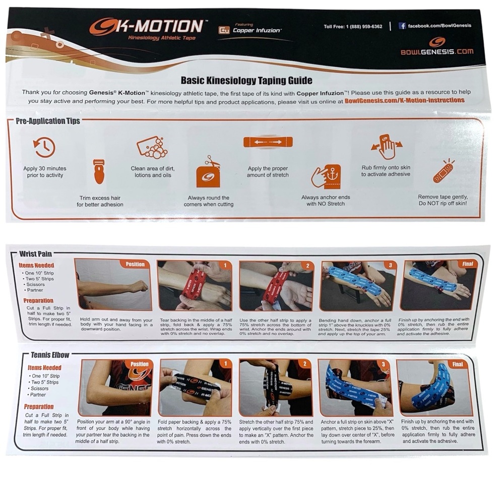 Genesis K-Motion Kinesiology Athletic Tape Sample Pack Cooper Infuzion NEW - Picture 4 of 4